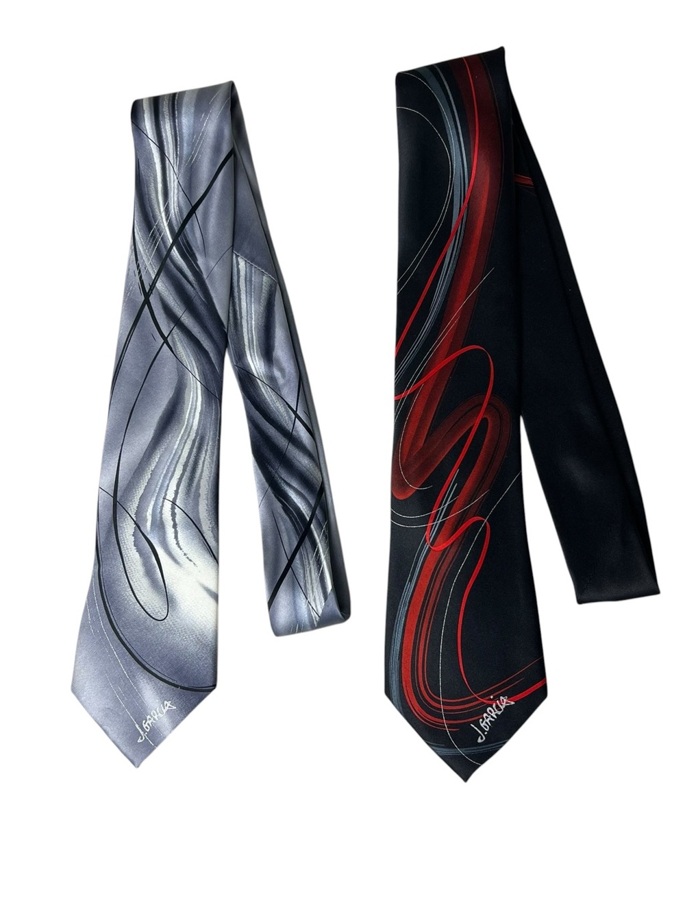 Jerry Garcia Men’s Silk Neck Tie Two Guards/Capillaries Bundle Gray/Red/Black